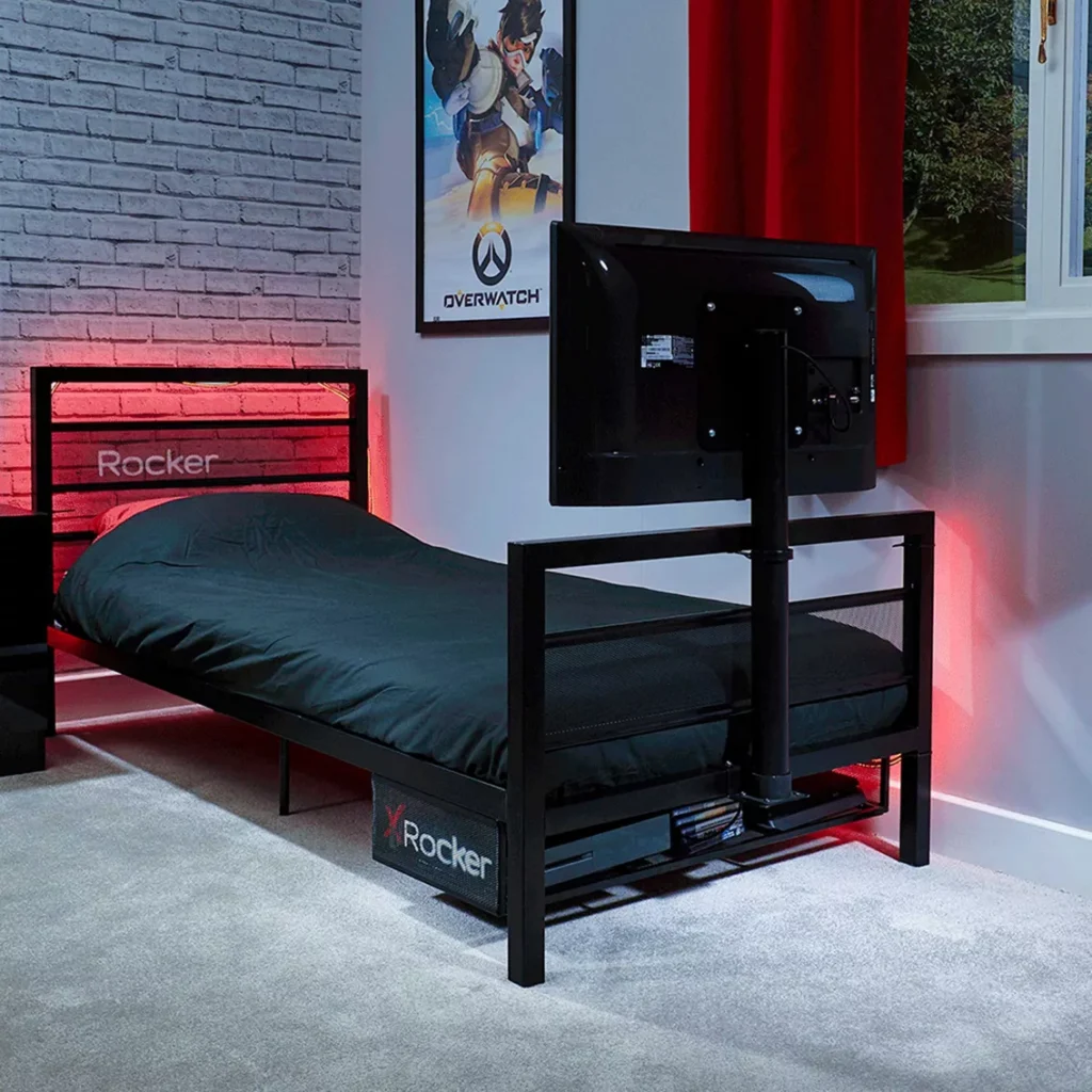 X Rocker Basecamp Gaming Bed Frame with Storage, Black, Twin X Rocker Basecamp Gaming Bed Frame with Storage, Black, Twin