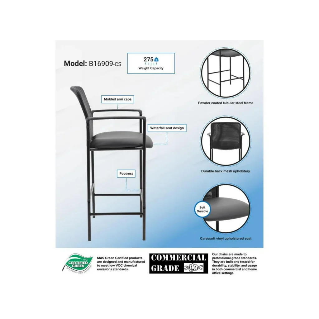 Boss Office Counter Height Mesh-Back Counter Stool with Arms Boss Office Counter Height Mesh-Back Counter Stool with Arms